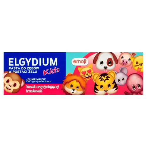 ELGYDIUM Kids Emoji - pasta do zębów, orzeźwiająca truskawka, 3-6 lat, 50 ml