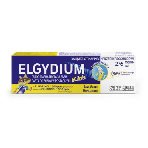 ELGYDIUM Kids - pasta przeciwpróchnicowa do zębów, bananowa, 2-6 lat, 50 ml