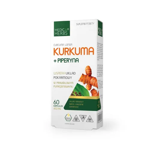 Medica Herbs Kurkuma + piperyna, 60 kapsułek