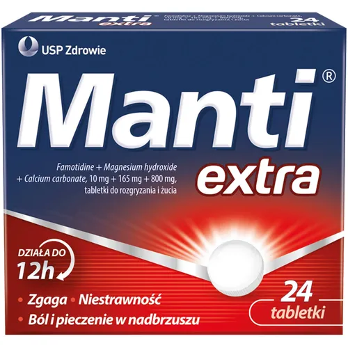 Manti Extra 10 mg + 165 mg + 800 mg, 24 tabletki do rozgryzania i żucia