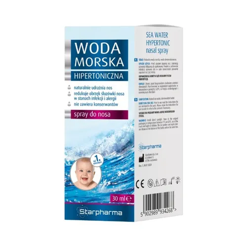 Starpharma, hipertoniczna woda morska, spray do nosa, 30 ml