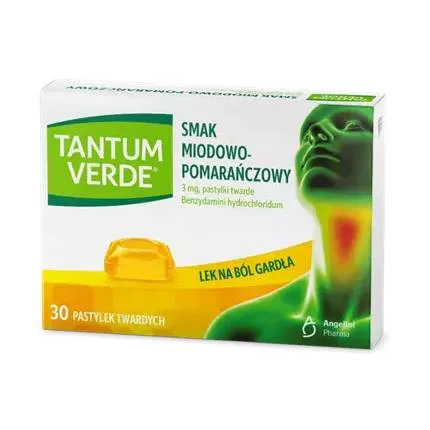 Tantum Verde 3 mg, smak miodowo-pomarańczowy, 30 pastylek do ssania