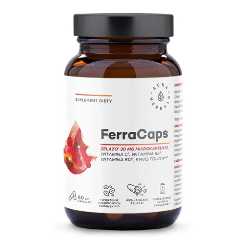 Aura Herbals FerraCaps Żelazo 30 mg, 60 kapsułek