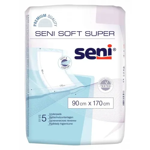 SENI SOFT SUPER, podkłady higieniczne, 90 cm x 170 cm, 5 sztuk