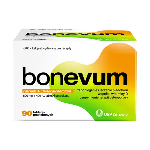 Bonevum 600 mg + 400 UI, 90 tabletek