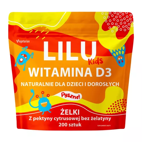 Lilu Kids - Witamina D3, żelki dla dzieci i dorosłych, 200 sztuk