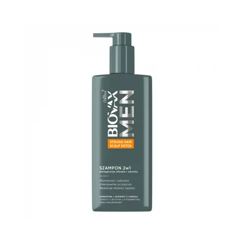 BIOVAX Men Strong Hair Scalp Detox - szampon 2w1 do włosów i zarostu, 200 ml