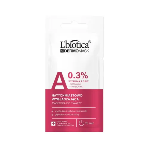 L'biotica Dermomask - natychmiastowo wygładzająca maseczka do twarzy z witaminą A, 8 ml