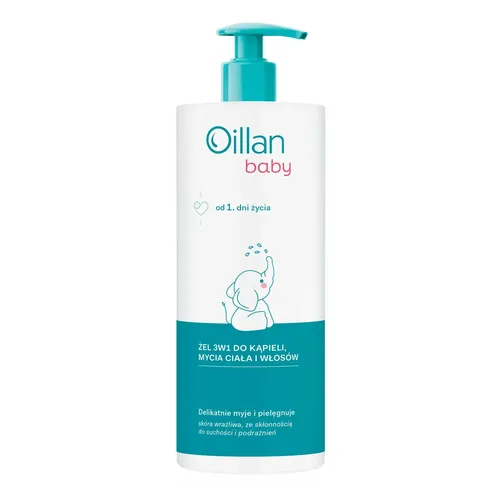Oillan Baby - żel do kąpieli, mycia ciała i włosów 3w1, od 1 dnia życia, 750 ml