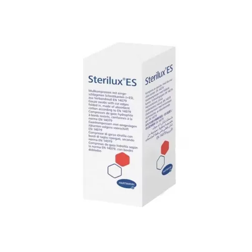 Sterilux ES - kompresy z gazy bawełnianej niejałowe, 10 cm x 20 cm, 17-nitkowe, 8-warstwowe, 100 sztuk