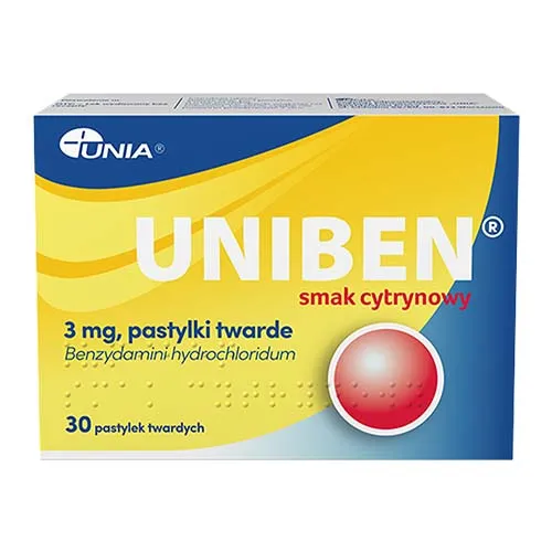 Uniben 3 mg, smak cytrynowy, 30 pastylek
