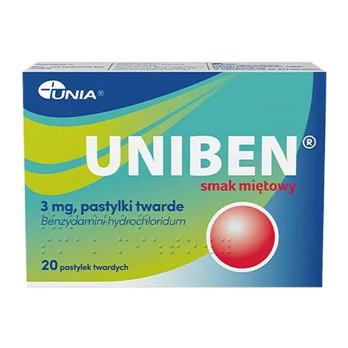 Uniben 3 mg, smak miętowy, 20 pastylek