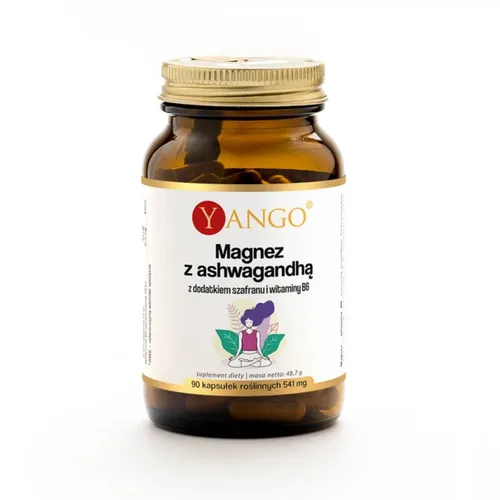 Yango Magnez z ashwagandhą z dodatkiem szafranu i witaminy B6, 90 kapsułek