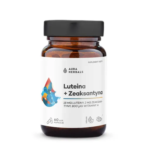 Aura Herbals, Luteina + Zeaksantyna + Witamina A, 60 kapsułek