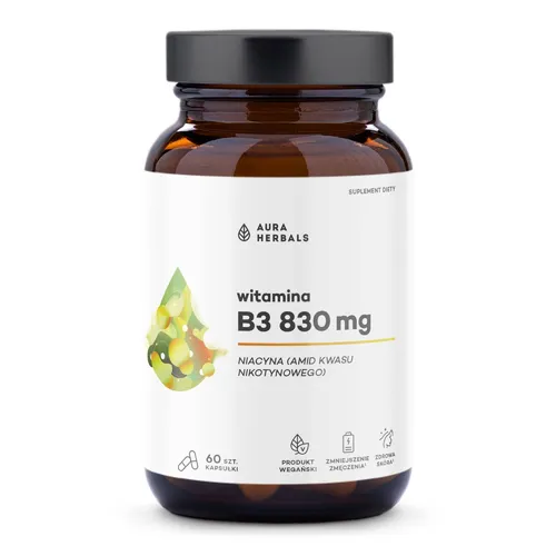 Aura Herbals, Witamina B3 830 mg, 60 kapsułek