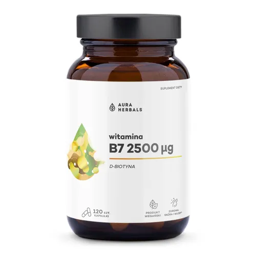 Aura Herbals, Witamina B7 2500 mcg, 120 kapsułek