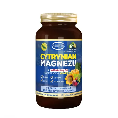 Asepta Cytrynian Magnezu, 100 kapsułek