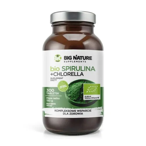 Big Nature Bio Spirulina + Chlorella, 300 tabletek