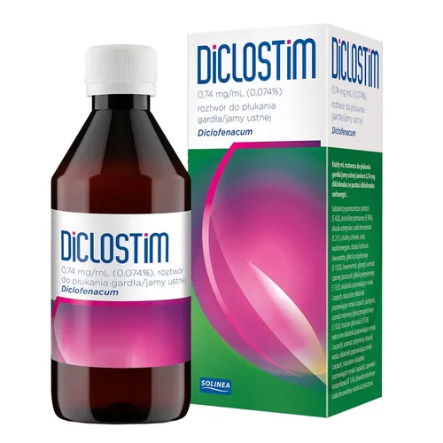 Diclostim 0,74 mg/ml, roztwór do płukania jamy ustnej, 150 ml
