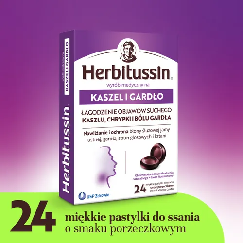 Herbitussin Kaszel i Gardło, 24 pastylek do ssania