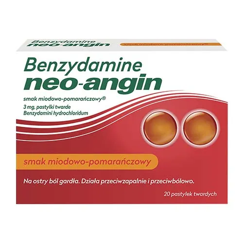 Neo-Angin Benzydamine 3 mg, smak miodowo-pomarańczowy, 20 pastylek