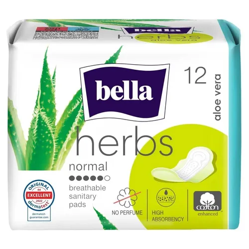 Bella Herbs - Podpaski higieniczne Aloe Vera, 12 sztuk