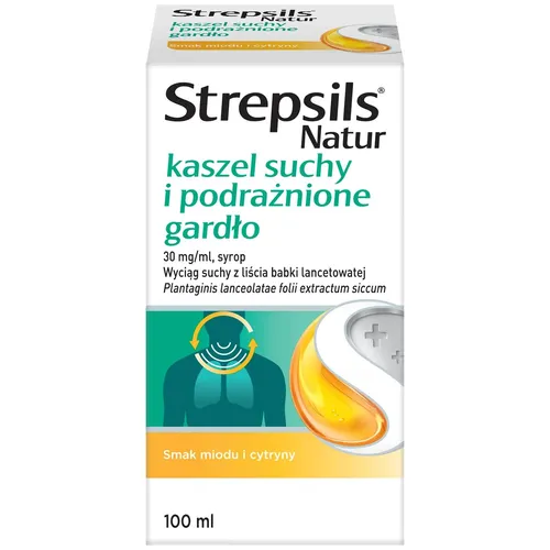 Strepsils Natur, Kaszel suchy i podrażnione gardło 30 mg/ml, 100 ml