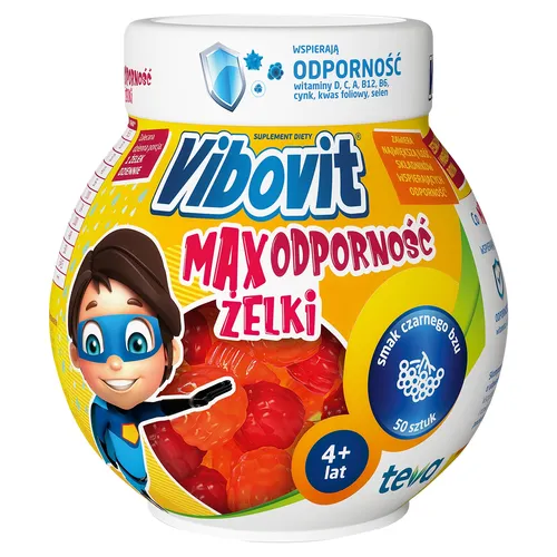 Vibovit Max Odporność Żelki, smak czarnego bzu, 50 sztuk