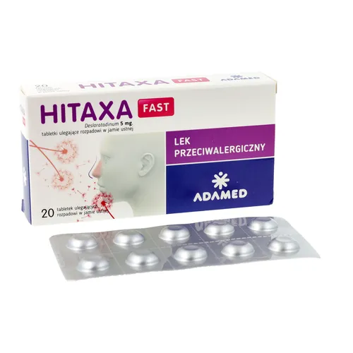 Hitaxa Fast 5 mg, tabletki ulegające rozpadowi w jamie ustnej, 20 tabletek