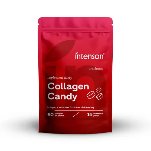Intenson Collagen Candy o smaku truskawkowym, 60 tabletek do ssania