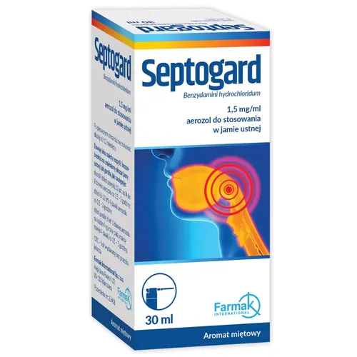 Septogard 1,5 mg/ml, aerozol, aromat miętowy, 30 ml