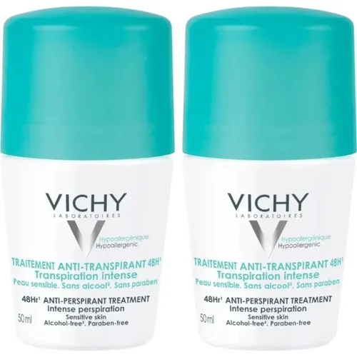 Vichy - antyperspirant roll-on 48h, przeciw śladom na ubraniach, 2x50 ml
