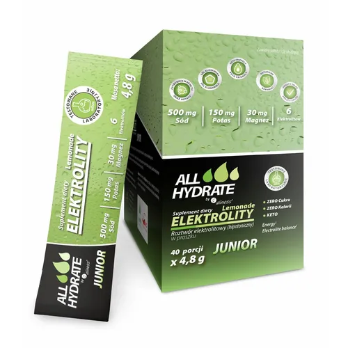 Aliness ALLHydrate, Elektrolity Stick Junior Lemonade, 40 saszetek