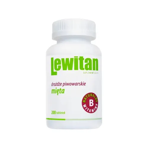 Lewitan Drożdże Piwowarskie + Mięta, 200 tabletek