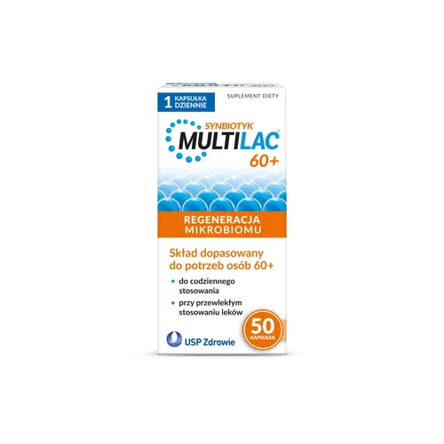 Multilac 60+ Synbiotyk (probiotyk + prebiotyk), 50 kapsułek