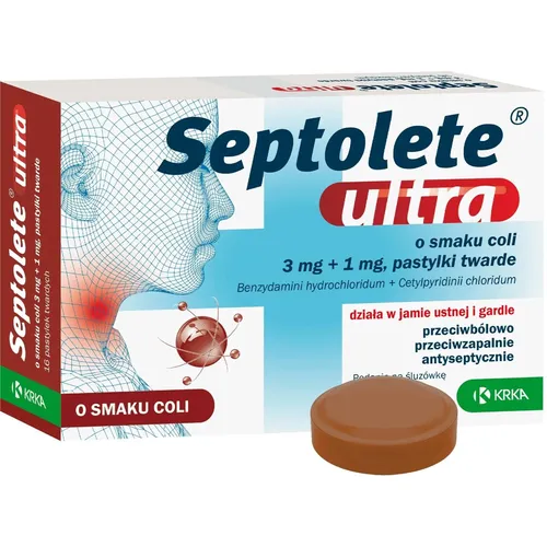 Septolete Ultra 3 mg + 1 mg, smak coli, 16 pastylek do ssania