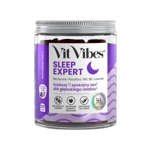 Vit Vibes Sleep Expert, smak jagody z nutą lawendy, 60 żelek