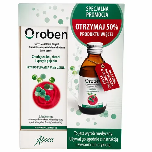 Aboca Oroben płyn do płukania jamy ustnej, 150 ml + 75 ml