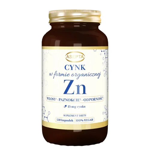 Asepta Cynk w formie organicznej, 120 kapsułek