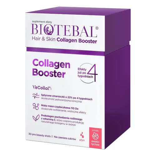 Biotebal Hair Skin Collagen Booster, smak Exotic Lychee, 30 saszetek