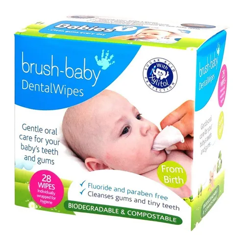 BRUSH-BABY - Dental Wipes, chusteczki higieniczne, 28 sztuk (Data ważności: 10.10.2026)