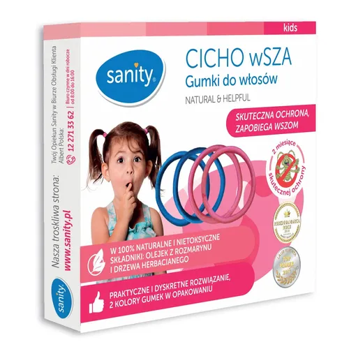 Sanity Cicho Wsza, gumki do włosów przeciw wszom, 4 sztuki