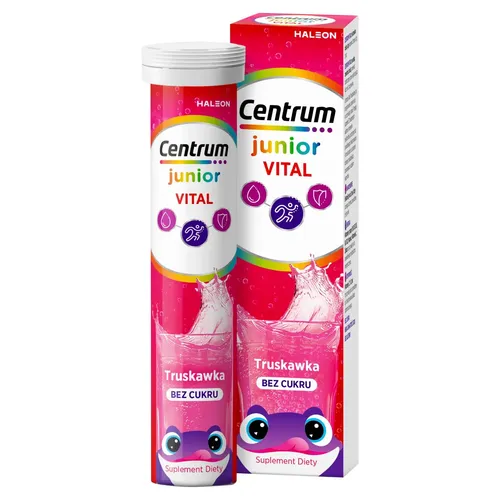 Centrum Vital Junior dla dzieci od 4 lat, smak truskawkowy, 20 tabletek musujących