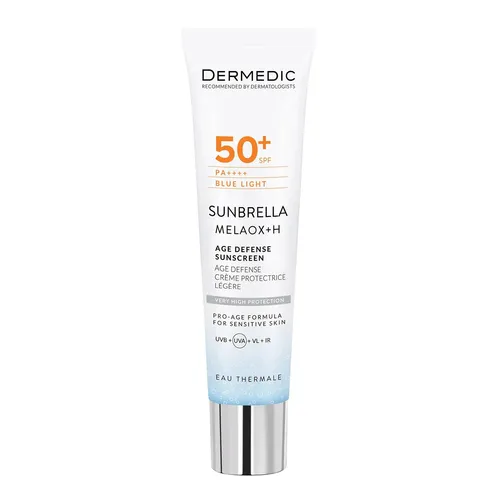 DERMEDIC SUNBRELLA AGE DEFENSE - lekki krem ochronny do twarzy, skóra z widocznymi oznakami starzenia, SPF 50+, 40 ml