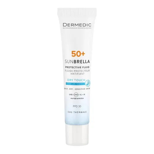 DERMEDIC SUNBRELLA - nawilżający lekki krem ochronny do twarzy, skóra wrażliwa, SPF 50+, 40 ml