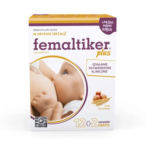 Femaltiker Plus, smak karmelowy, 12 saszetek + 2 saszetki