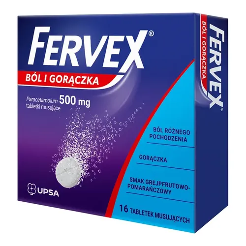 Fervex Ból i Gorączka 500 mg, 16 tabletek musujących