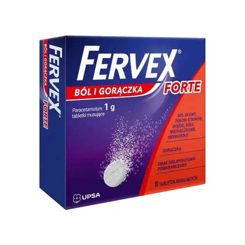 Fervex Ból i Gorączka Forte 1 g, 8 tabletek musujących