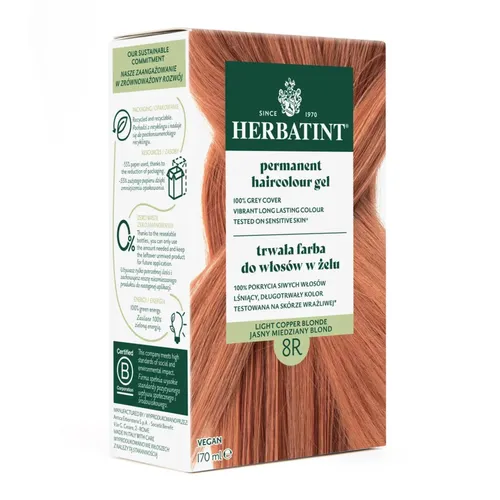 Herbatint - farba do włosów 8R, Jasny miedziany blond, 170 ml