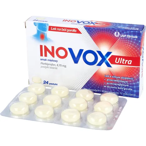 Inovox Ultra 8,75 mg, smak miętowy, 24 pastylki do ssania (Data ważności: 30.09.2026)